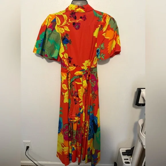 Christopher John Rogers Orange Floral Midi Dress - Picture 3 of 9